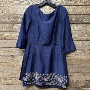 Suno Navy Embroidered Silk Dress – Size 8
